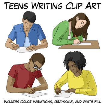 Teenagers Writing Clip Art