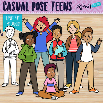 Preview of Teens in Casual Poses Clipart