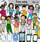 Teens using smartphones Clipart 3