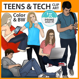 Teens with Technology Clip Art