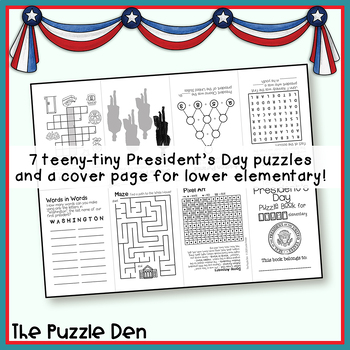 Teeny-Tiny President's Day Puzzle Book for Lower Elementary by The ...