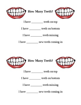 Preview of Teeth Worksheets