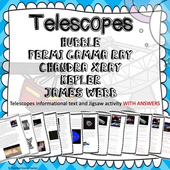 Preview of Telescopes, EMS, space exploration, galaxies - Jigsaw activity & answers