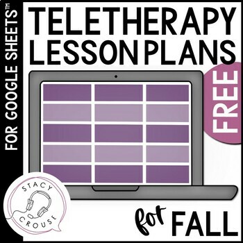 Preview of Fall Speech Therapy Themes Lesson Plans Spreadsheet Teletherapy Google Sheets™
