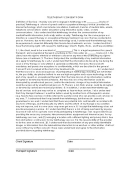 Preview of Teletherapy Consent Form