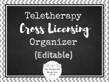 Preview of Speech Teletherapy Cross Licensing Organizer Editable