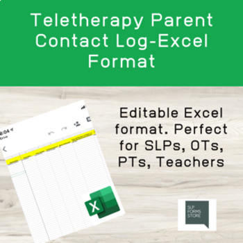 Preview of Teletherapy Parent Contact Log-Excel Version