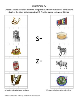 teletherapy or print initial s and z worksheet tpt