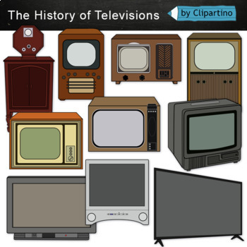 Preview of Television Clip Art-Vintage, Retro, history TV