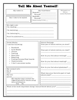 Tell Me About Yourself Worksheet Pdf