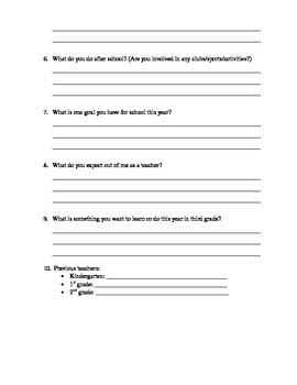 Tell Me About Yourself Worksheet by Erin Fahey | TPT