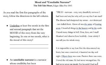 Preview of Tell-Tale Heart - Mood & Unreliable Narrator