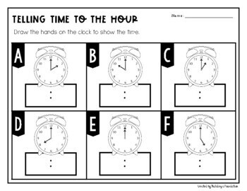 Telling Time: Hour and Half Hour Worksheets & Scoot ...