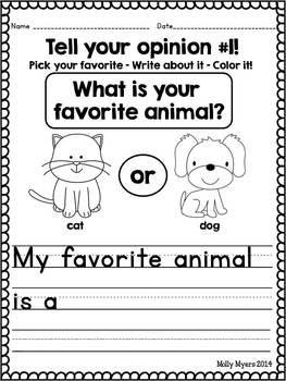Tell Your Opinion - Introducting Kindergarten Opinion Writing Worksheets