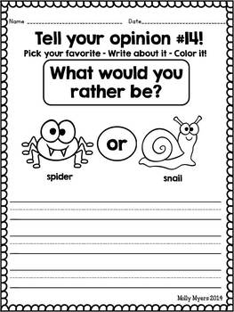 tell your opinion introducting kindergarten opinion writing worksheets