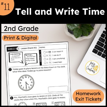 Preview of Tell and Write Time on Clocks Worksheets - iReady Math 2nd Grade Lesson 11