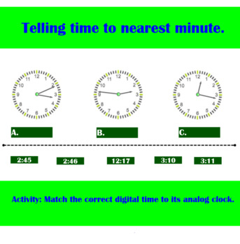 Preview of Tell and write time to the nearest minute - Match the digital time