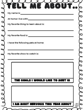 Preview of Tell me about yourself Worksheet