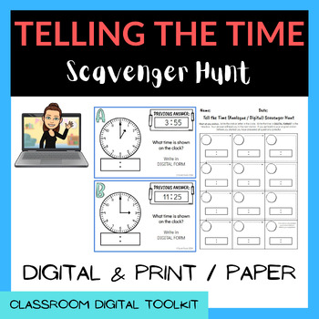 Preview of Tell the Time SCAVENGER HUNT - PRINT / Google Slides™