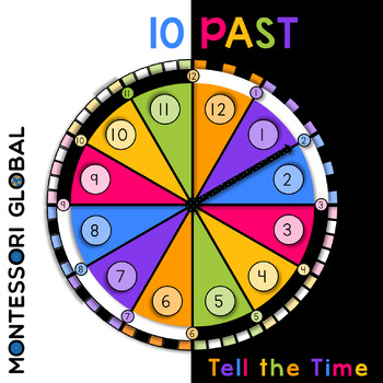 Preview of Tell the Time on an Analog Clock - 10 Past | Montessori Cards & Boom Cards™
