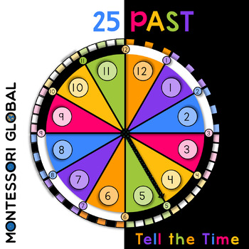 Preview of Tell the Time on an Analog Clock - 25 Past | Montessori Cards and Boom Cards™