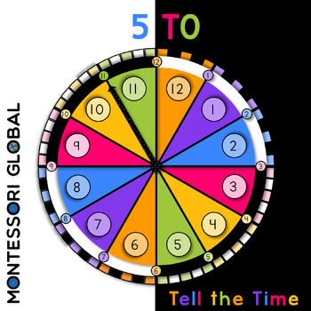 Preview of Tell the Time on an Analog Clock - 5 To | Montessori Cards and Boom Cards™