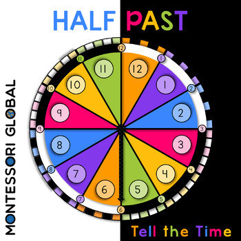 Preview of Tell the Time on an Analog Clock - Half Past | Montessori Cards and Boom Cards™