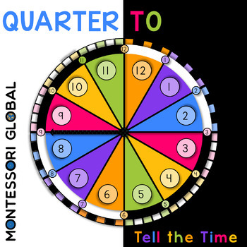 Preview of Tell the Time on an Analog Clock - Quarter To | Montessori Cards & Boom Cards™