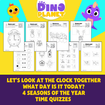 Preview of Tell time + What day is it today? + Learn 4 seasons worksheet for kid
