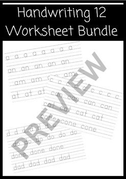 Preview of Handwriting 12 Worksheet Bundle