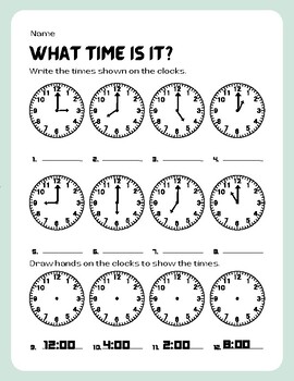 Telling Time: 10 Worksheets and Printable Student Manipulative Clock