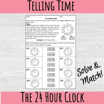 Preview of Telling Time - 12 and 24 Hour Time