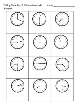 telling time 15 minute and 5 minute intervals by virginia conrad