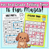 Telling Time - 16 Fun Mazes - Time to the Hour, Half Hour,