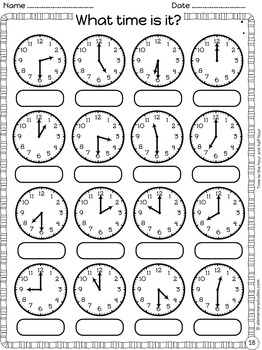 Telling Time Worksheets and Task Cards Bundle by ElementaryStudies