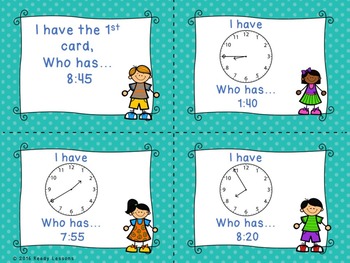 I Have Who Has Telling Time Game For Tell Times To 5 Minutes Activity 2md7 - 