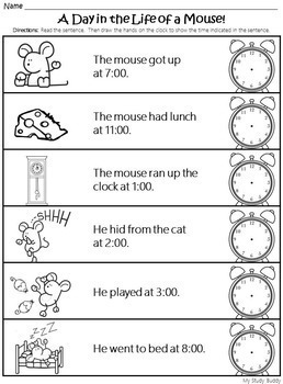 telling time to the hour kindergarten by my study buddy