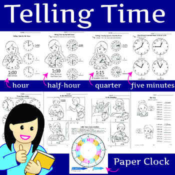 Preview of Telling Time by the Hour, Half-hour, Quarter-hour, and Five Minute Intervals