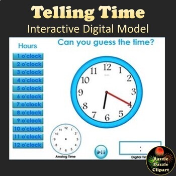 Preview of Telling Time 3D Model Interactive Clock - Digital and Analog