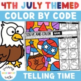 Telling Time 4th of July Themed Color By Code