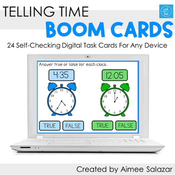 Preview of Telling Time (5 Min Intervals) Boom Cards/Digital Task Cards/Distance Learning