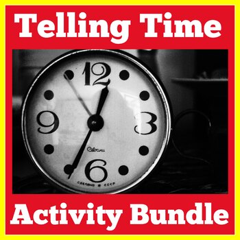 Preview of TELLING TIME Activities PowerPoint Worksheets BUNDLE Kindergarten 1st Grade