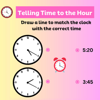 Preview of Telling Time Activities Math Brain Breaks - AND the hour matching worksheets