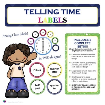 Preview of Telling Time Analog Clock Labels {2 Designs in 1!} - Classroom Decor