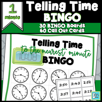 Preview of Telling Time Game BINGO to Nearest 1 Minute