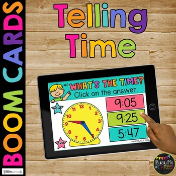 Preview of Telling Time BOOM CARDS™ to the Minute and Hour Measurement Digital Game