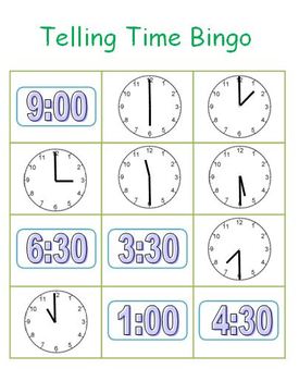 Preview of Telling Time Bingo Fun