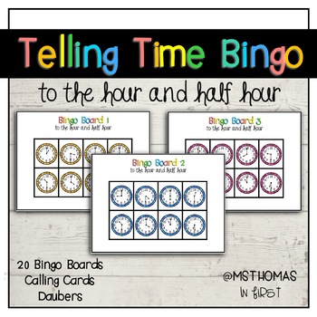 Preview of Telling Time Bingo to the Hour and Half Hour