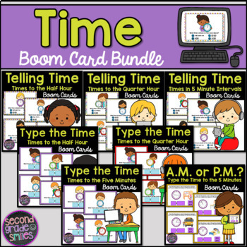 Preview of Telling Time Boom Card Bundle