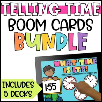 Preview of Telling Time Boom Cards BUNDLE for 2nd Grade
